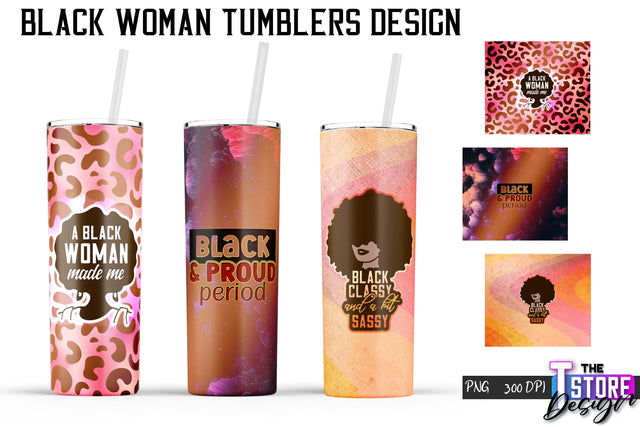 Black Woman Tumbler | Tumbler PNG Design | 20 Oz Wrap Tumbler v.1 Sublimation The T Store Design 
