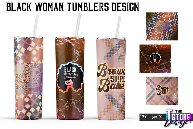 Black Woman Tumbler | Tumbler PNG Design | 20 Oz Wrap Tumbler v.1 Sublimation The T Store Design 