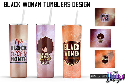 Black Woman Tumbler | Tumbler PNG Design | 20 Oz Wrap Tumbler v.1 Sublimation The T Store Design 