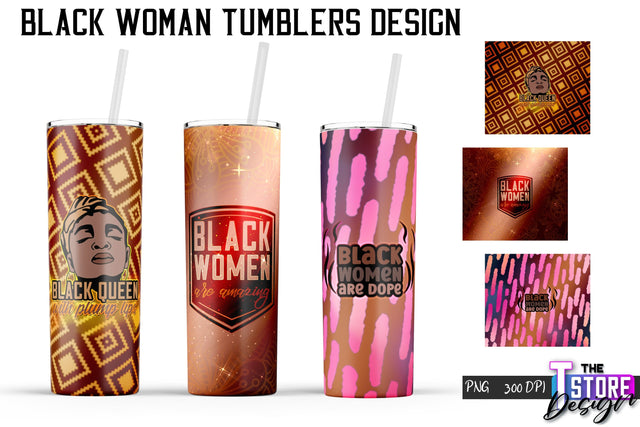 Black Woman Tumbler | Tumbler PNG Design | 20 Oz Wrap Tumbler v.1 Sublimation The T Store Design 