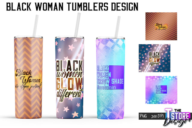 Black Woman Tumbler | Tumbler PNG Design | 20 Oz Wrap Tumbler v.1 Sublimation The T Store Design 