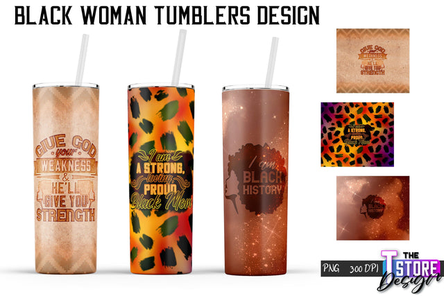 Black Woman Tumbler | Tumbler PNG Design | 20 Oz Wrap Tumbler v.1 Sublimation The T Store Design 