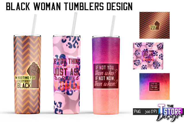 Black Woman Tumbler | Tumbler PNG Design | 20 Oz Wrap Tumbler v.2 Sublimation The T Store Design 