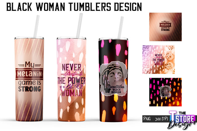 Black Woman Tumbler | Tumbler PNG Design | 20 Oz Wrap Tumbler v.2 Sublimation The T Store Design 