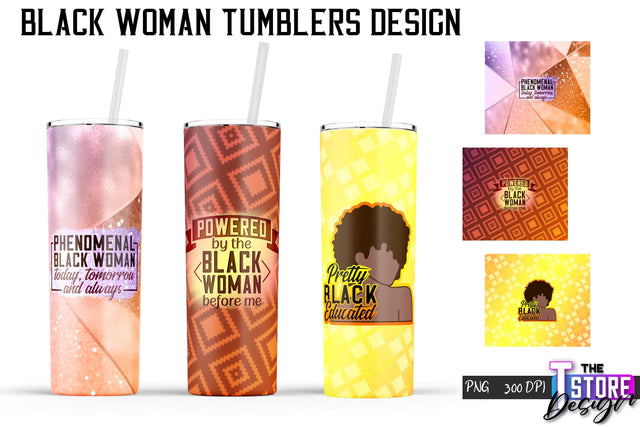 Black Woman Tumbler | Tumbler PNG Design | 20 Oz Wrap Tumbler v.2 Sublimation The T Store Design 
