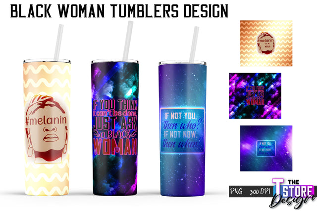 Black Woman Tumbler | Tumbler PNG Design | 20 Oz Wrap Tumbler v.2 Sublimation The T Store Design 