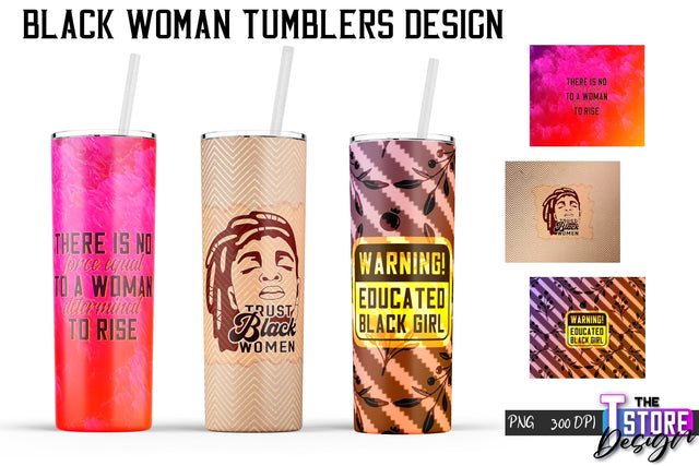 Black Woman Tumbler | Tumbler PNG Design | 20 Oz Wrap Tumbler v.2 Sublimation The T Store Design 