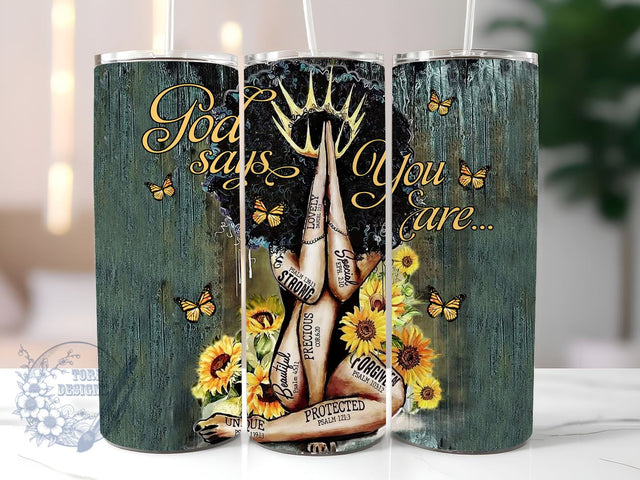 Black Women 20 oz Skinny Tumbler Sublimation Design, Bible God Says You Are Smart Tumbler PNG, Straight & Tapered Tumbler Wrap PNG, Instant Digital Download PNG Sublimation ToriDesigns 