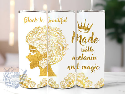 Black Women 20 oz Skinny Tumbler Sublimation Design, Mandala Made With Melanin And Magic Tumbler PNG, Straight & Tapered Tumbler Wrap PNG, Instant Digital Download PNG Sublimation ToriDesigns 