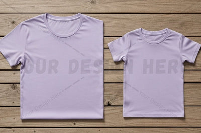 Blank light purple t-shirt mockup for adult and kids Mock Up Photo Regulrcrative 