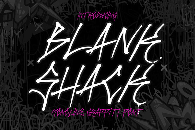Blank Shack - Monoline thin Graffiti Font Font Mozzatype 