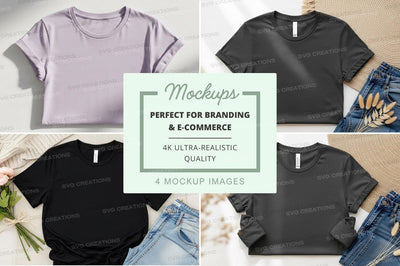 Blank t-shirt mockup on jeans with natural light display Mock Up Photo Designangry 