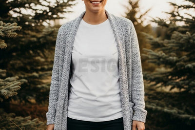 Blank white t-shirt mockup with cardigan Mock Up Photo Designangry 