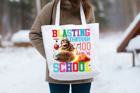 Blasting through 100 days of school PNG Design Sublimation Designangry 