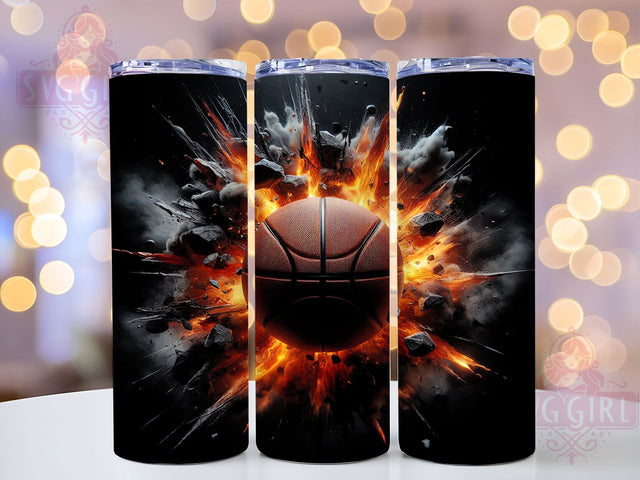 Blazing Slam Dunk Basketball Tumbler, Hot Shot Present, Basketball Player Cup, Sports Fire Design, Basketball Star Gift, Court Hero Tumbler, Slam Dunk Present Sublimation SvggirlplusArt 