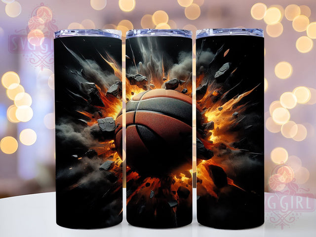 Blazing Slam Dunk Basketball Tumbler, Hot Shot Present, Basketball Player Cup, Sports Fire Design, Basketball Star Gift, Court Hero Tumbler, Slam Dunk Present Sublimation SvggirlplusArt 