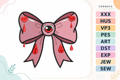 Bleeding Heart Eye Bow Halloween Embroidery Design Embroidery/Applique DESIGNS sg embroidery 