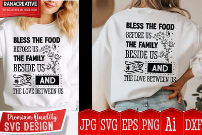 Bless the Food Before us The Family Beside us And The Love Between us SVG Design,Sarcastic Cut Files,Funny SVG bundle, sarcastic quotes svg,Sarcastic SVG Design,Funny Svg Design,Sarcastic Bundle SVG BlackCatsMedia 