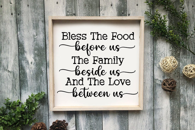 Bless the Food I Farmhouse Kitchen Sign SVG I Farmhouse SVG SVG Happy Printables Club 