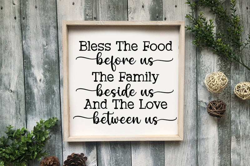 Bless the Food I Farmhouse Kitchen Sign SVG I Farmhouse SVG SVG Happy Printables Club 