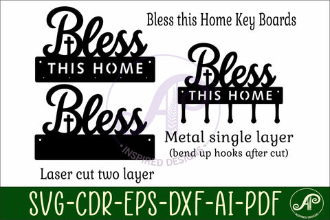 Bless This Home Key Holder SVG, Christian Key Racks SVG APInspireddesigns 