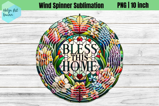 Bless this Home, Religious, Wind Spinner Sublimation Sublimation Helga Art 