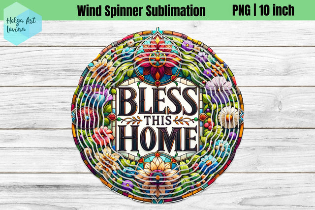 Bless this Home, Religious, Wind Spinner Sublimation Sublimation Helga Art 