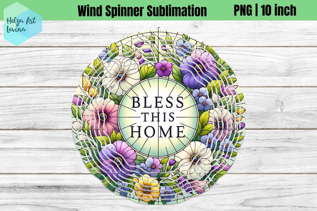 Bless this Home, Religious, Wind Spinner Sublimation Sublimation Helga Art 