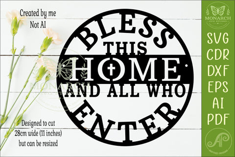 Bless This Home SVG, Christian Wall Sign, Housewarming Decor SVG APInspireddesigns 