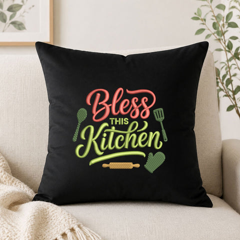 Bless This Kitchen Machine Embroidery Design – Kitchen Quote Cooking Embroidery File Embroidery/Applique DESIGNS PatternFeed8 
