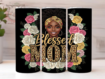 Blessed Afro Mom Tumbler, Blessed Mom Theme, Vibrant Artistic Wrap, Seamless Boho Design, Empowered Feminine Motif, Bold Modern Print, Inspirational Motherhood Style, Colorful Chic Glow, 20Oz Tumbler, S Sublimation Lara' s Designs 