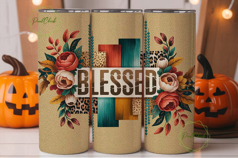 Blessed Autumn Tumbler Wrap Sublimation PixelChick 