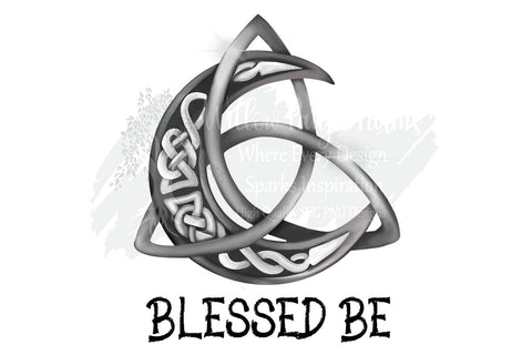 Blessed Be Celestial Crescent Moon with Celtic Pattern | Witchy moon | Wiccan Moon | Cute witch shirt | Tumbler and mug design | Printable Sublimation Willow Paige Farms 