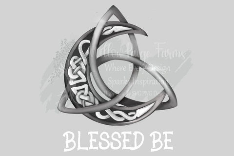 Blessed Be Celestial Crescent Moon with Celtic Pattern | Witchy moon | Wiccan Moon | Cute witch shirt | Tumbler and mug design | Printable Sublimation Willow Paige Farms 