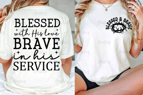 Blessed & brave Front and Back SVG T shirt Design SVG Designangry 