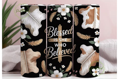 Blessed Cowhide 20oz Tumbler Wrap Sublimation PixelChick 