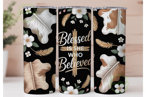 Blessed Cowhide 20oz Tumbler Wrap Sublimation PixelChick 