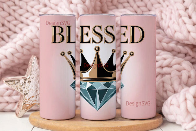 Blessed Crown & Diamond 20oz Tumbler Sublimation DesignSVG 