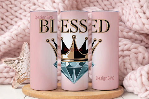 Blessed Crown & Diamond 20oz Tumbler Sublimation DesignSVG 