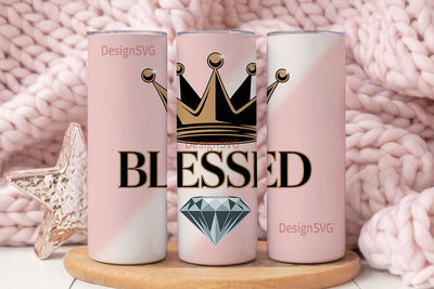 Blessed Crown & Diamond 20oz Tumbler Sublimation DesignSVG 