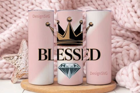 Blessed Crown & Diamond 20oz Tumbler Sublimation DesignSVG 