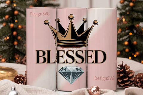 Blessed Crown & Diamond 20oz Tumbler Sublimation DesignSVG 