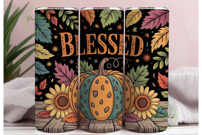 Blessed Fall Pumpkin 20oz Tumbler Wrap Sublimation PixelChick 