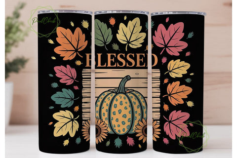Blessed Fall Pumpkin 20oz Tumbler Wrap Sublimation PixelChick 