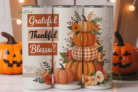Blessed Fall Pumpkin 20oz Tumbler Wrap Sublimation PixelChick 