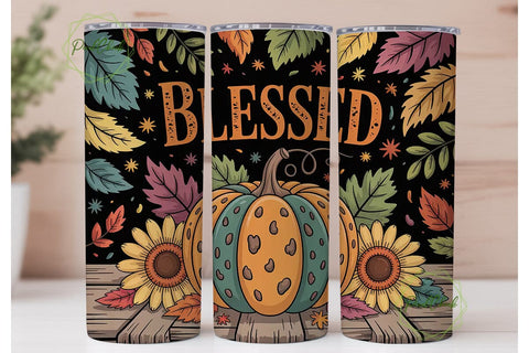 Blessed Fall Pumpkin 20oz Tumbler Wrap Sublimation PixelChick 