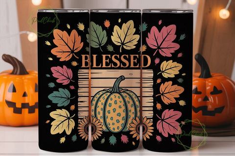 Blessed Fall Pumpkin 20oz Tumbler Wrap Sublimation PixelChick 