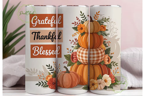 Blessed Fall Pumpkin 20oz Tumbler Wrap Sublimation PixelChick 
