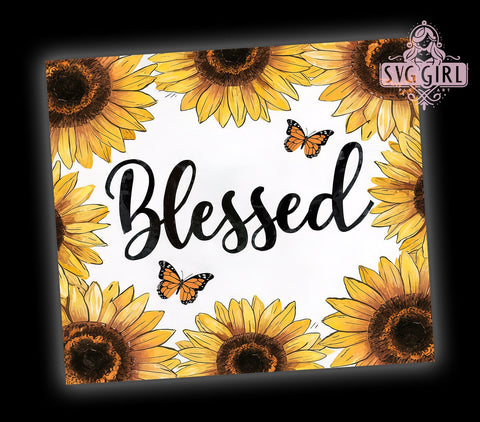 Blessed Floral Bible Verse 20oz Tumbler Wrap Sublimation Design, Straight Tapered Tumbler Wrap, Christian Quotes Tumbler Png, Instant Digital Download Sublimation SvggirlplusArt 