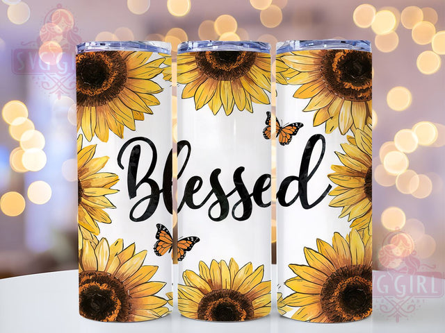 Blessed Floral Bible Verse 20oz Tumbler Wrap Sublimation Design, Straight Tapered Tumbler Wrap, Christian Quotes Tumbler Png, Instant Digital Download Sublimation SvggirlplusArt 